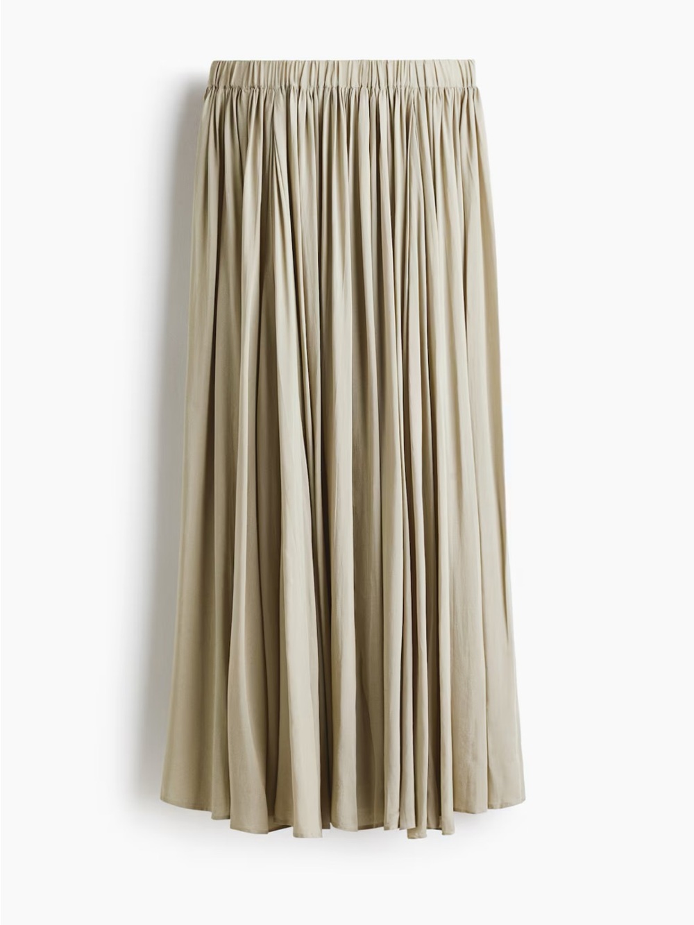 Classic Gathered Maxi Skirt in Beige